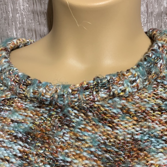 Universal Thread Short Chunky Sweater Cream Brown Green M Pullover - Picture 8 of 16